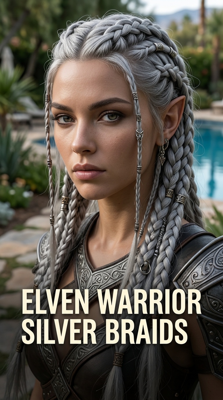 Elven Warrior Silver Braids