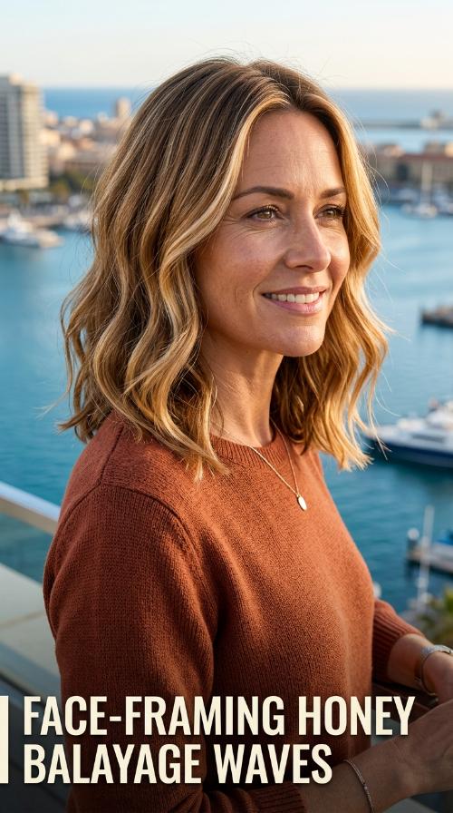 Face-Framing Honey Balayage Waves