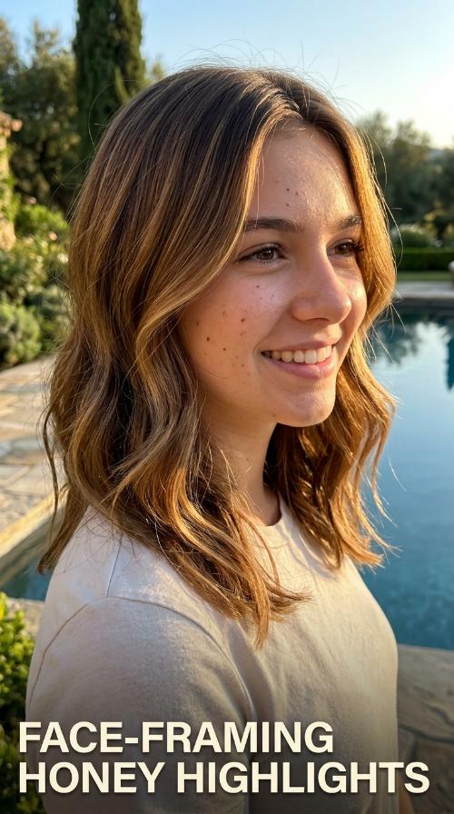 Face-Framing Honey Highlights