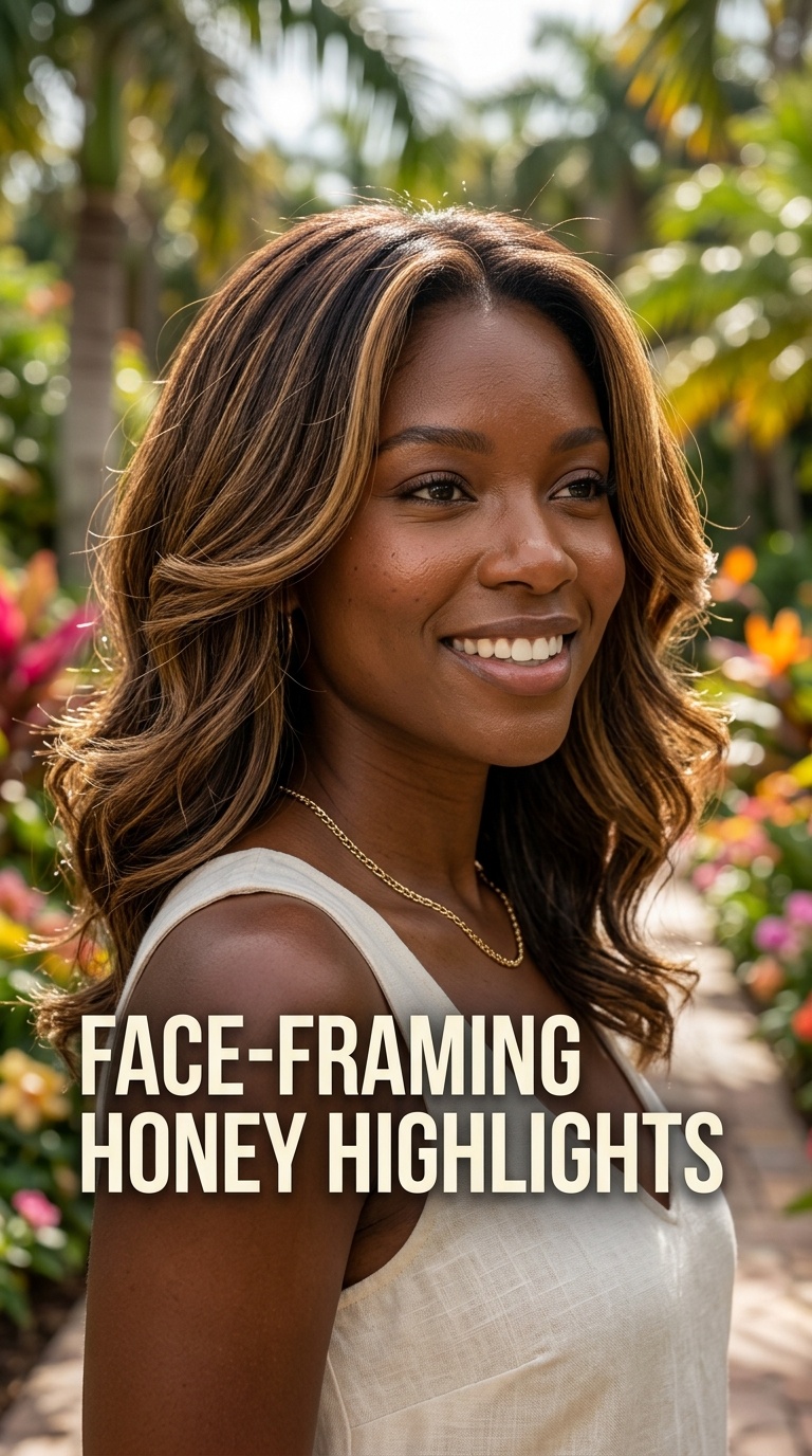Face-Framing Honey Highlights Blowout