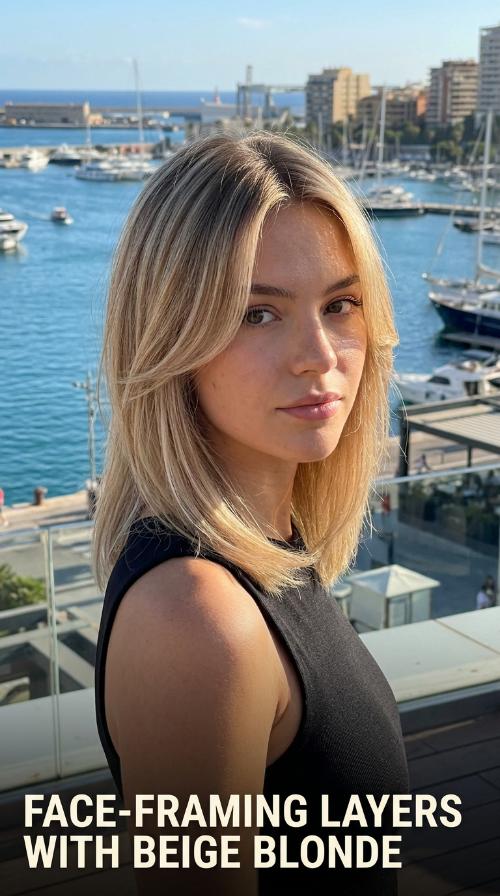 Face-Framing Layers with Beige Blonde