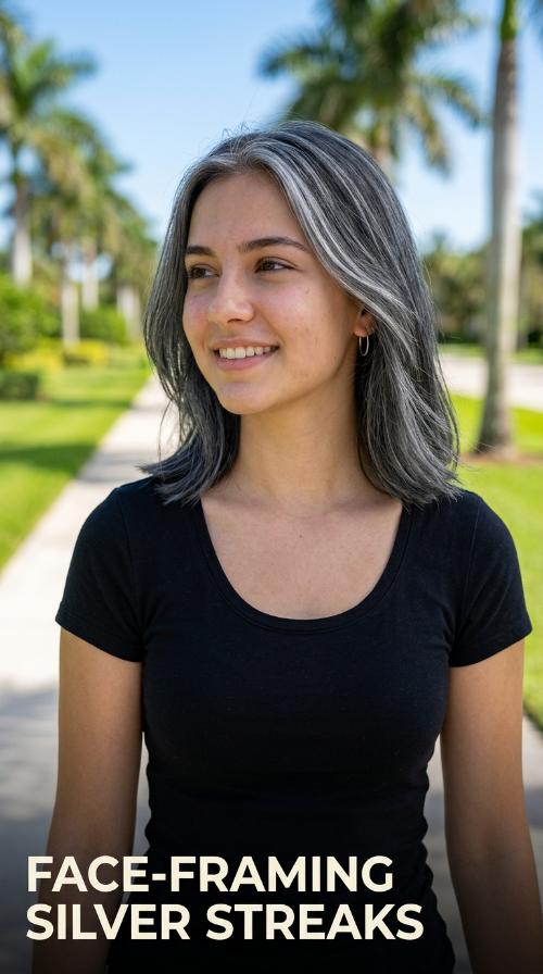 Face-Framing Silver Streaks