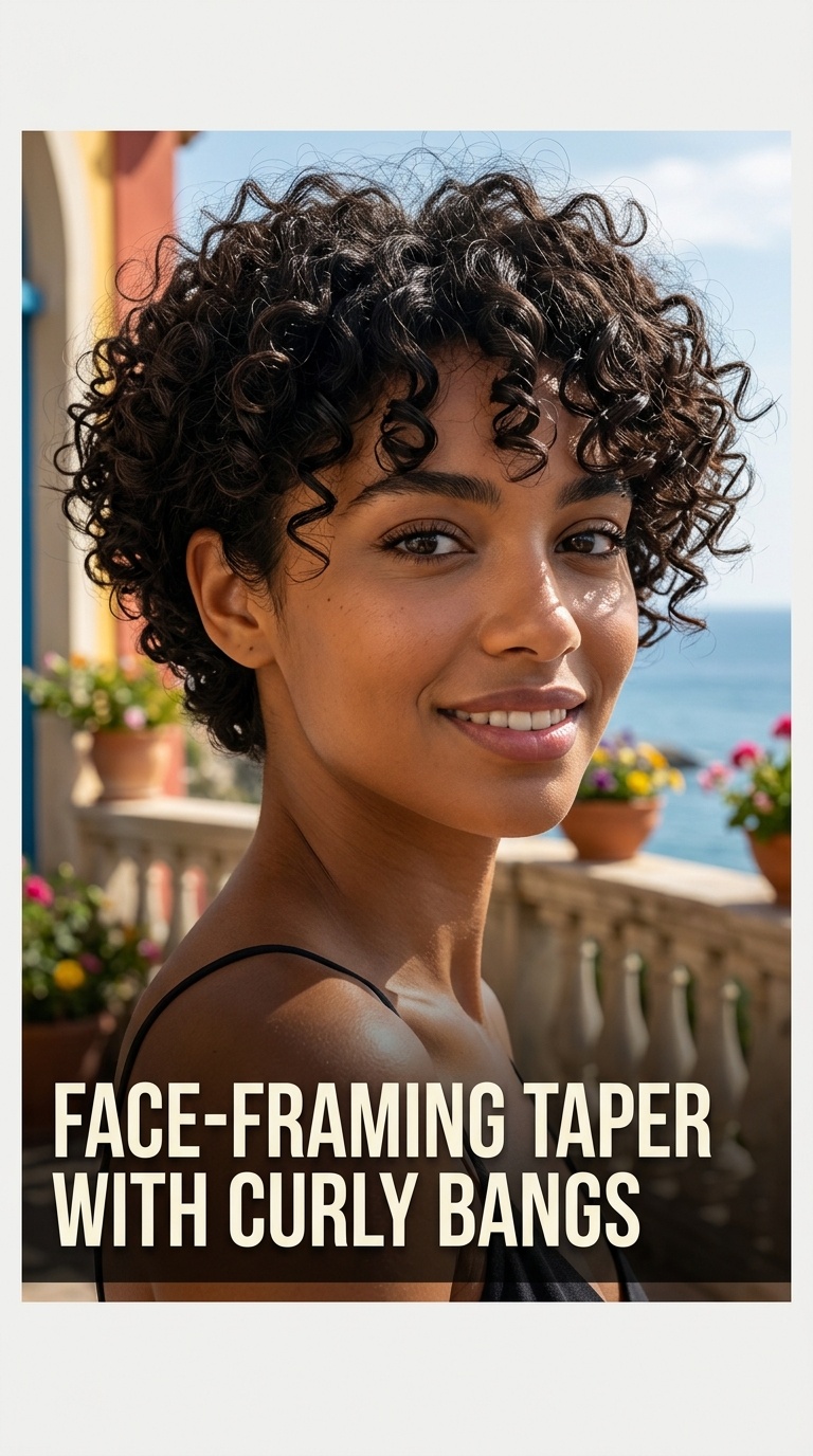 Face-Framing Taper with Curly Bangs