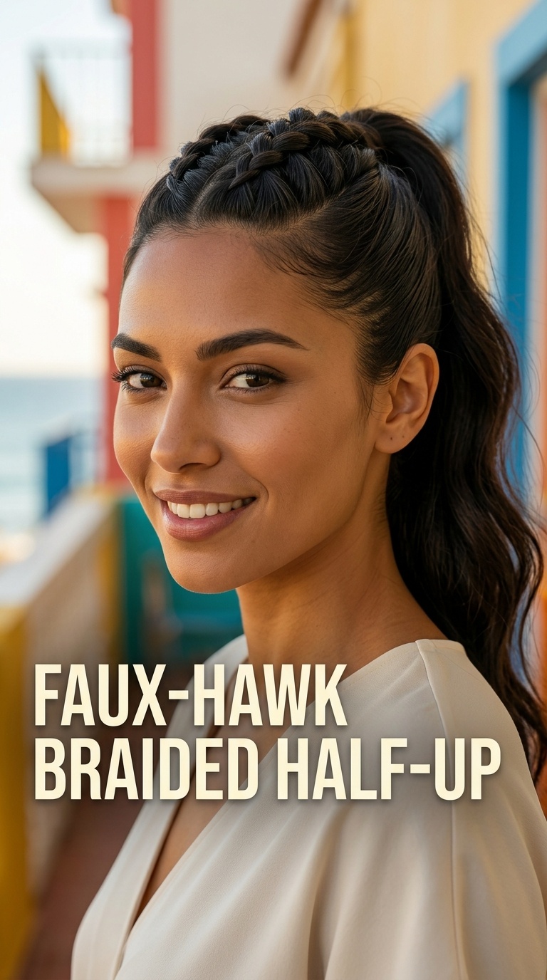 Faux-Hawk Braided Half-Up