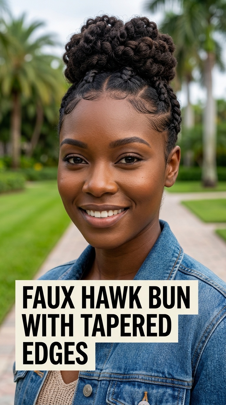 Faux Hawk Bun with Tapered Edges
