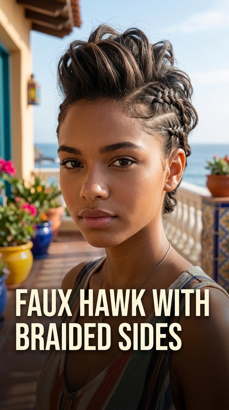 Faux Hawk with Braided Sides