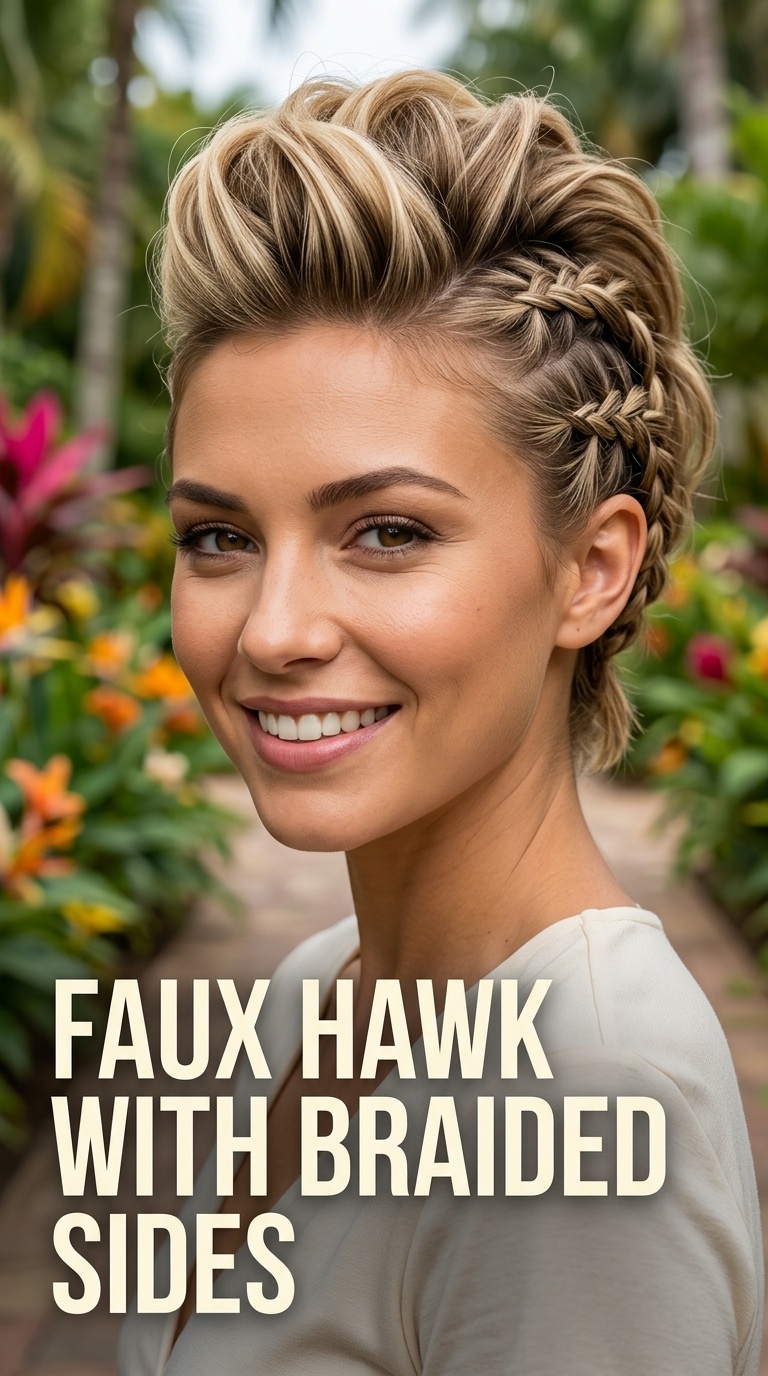 Faux Hawk with Braided Sides