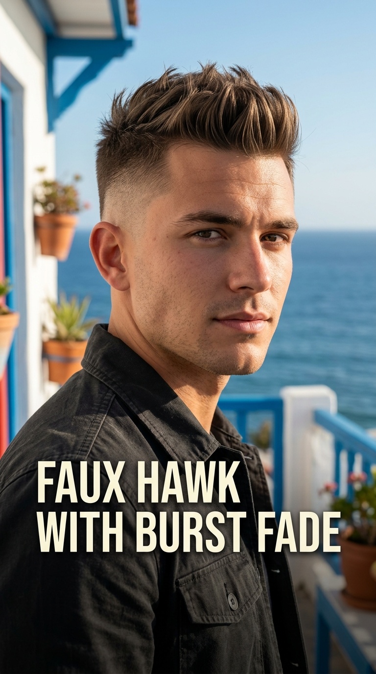Faux Hawk with Burst Fade