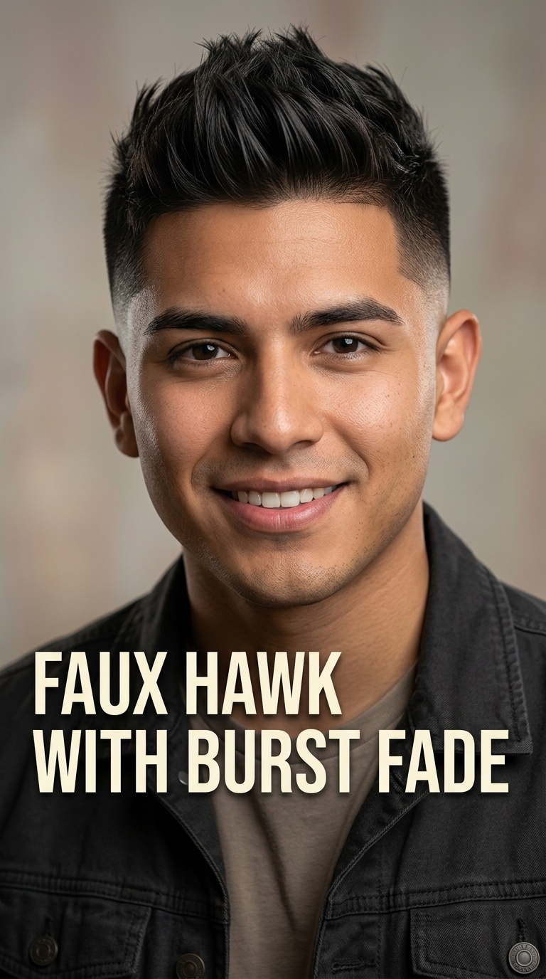 Faux Hawk with Burst Fade