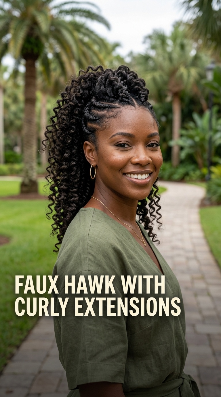 Faux Hawk with Curly Extensions