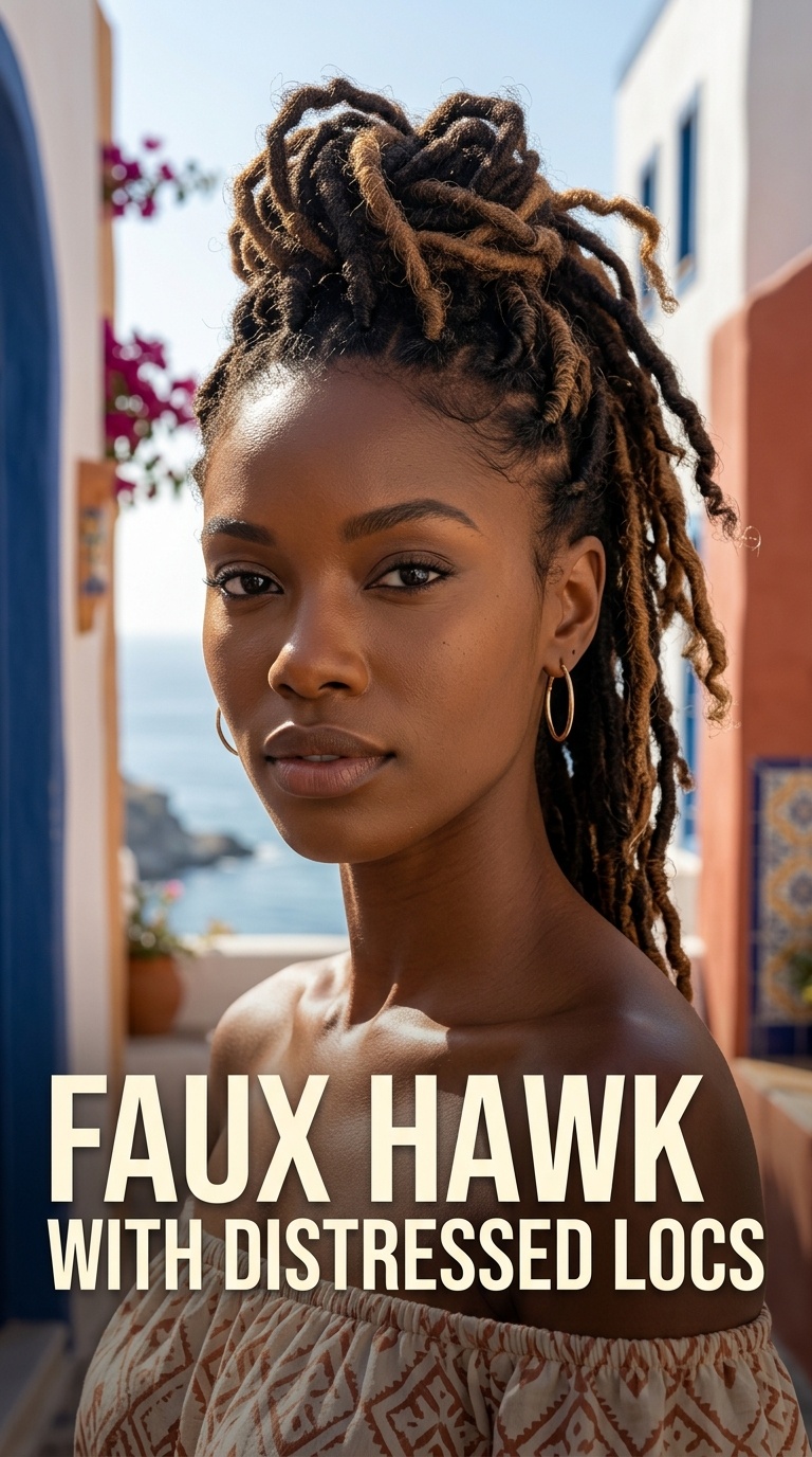 Faux Hawk with Distressed Locs