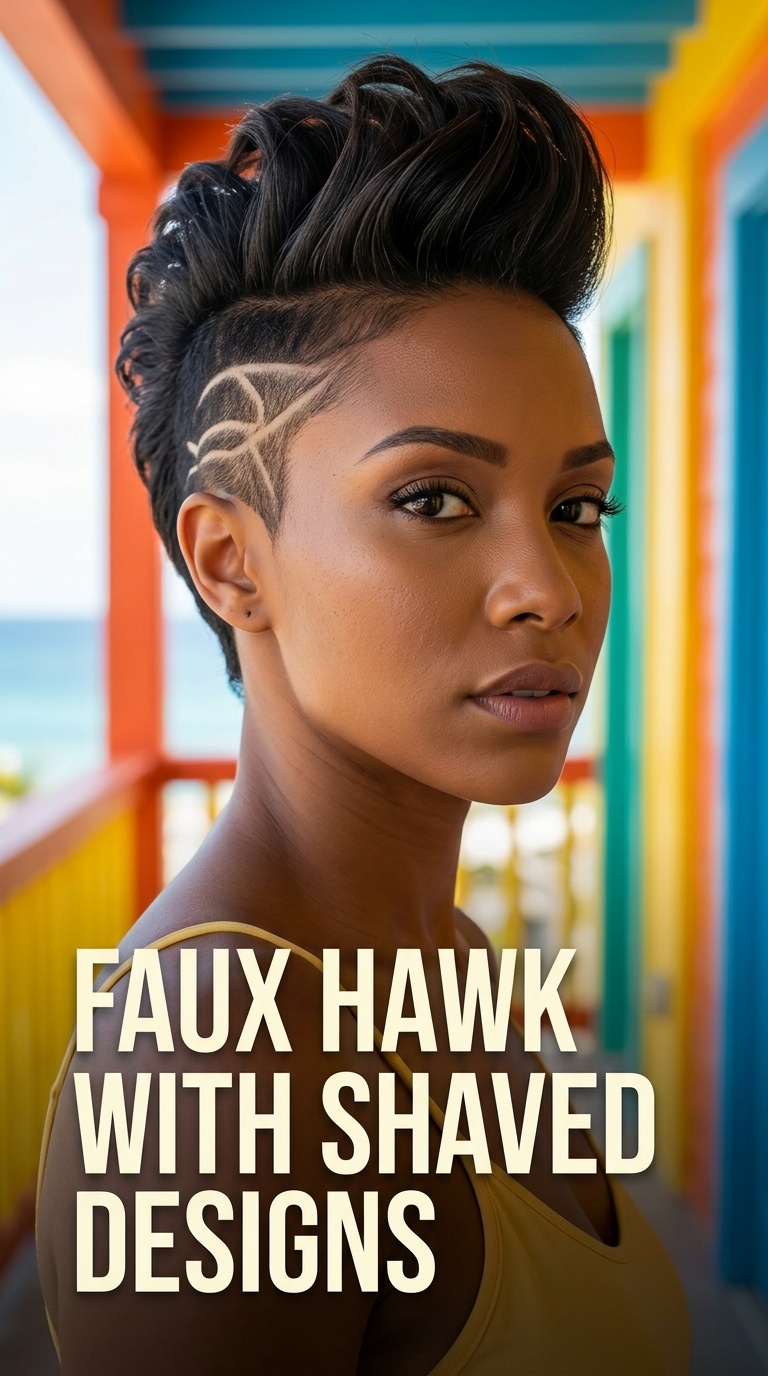 Faux Hawk with Shaved Designs