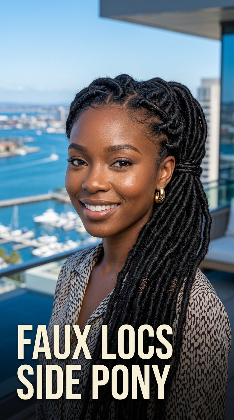 Faux Locs Side Pony