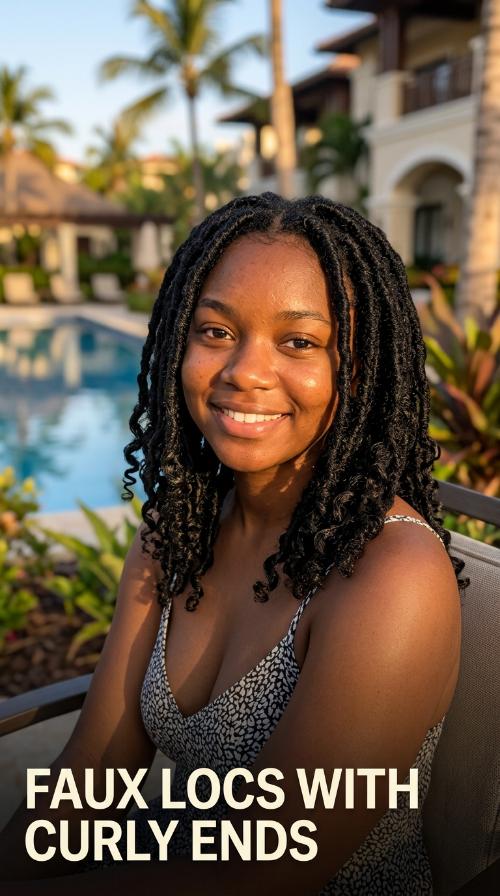 Faux Locs with Curly Ends