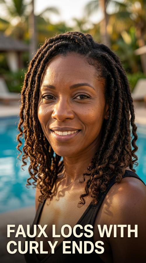 Faux Locs with Curly Ends