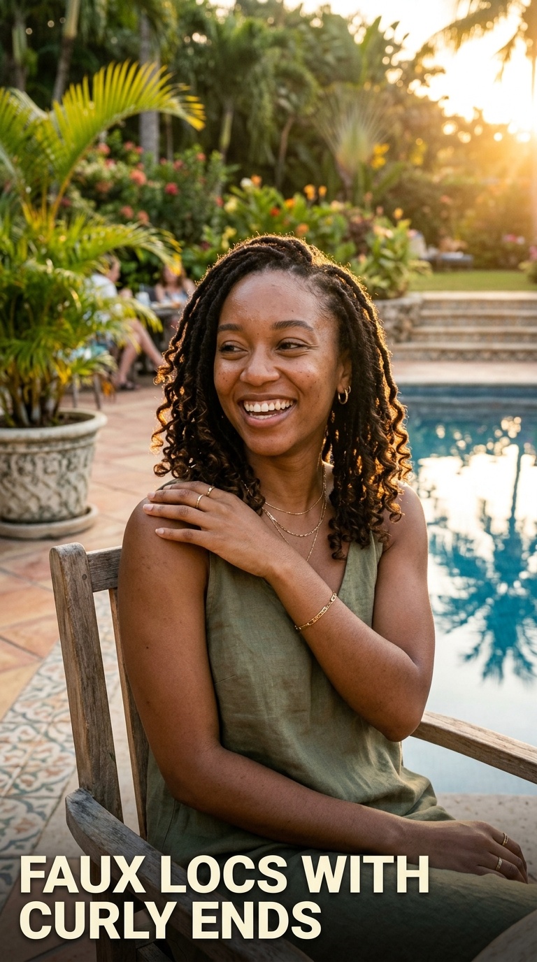 Faux Locs with Curly Ends
