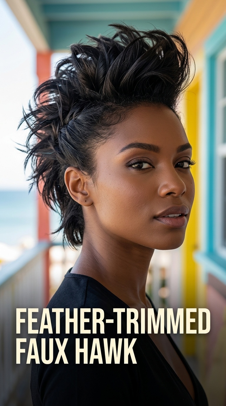Feather-Trimmed Faux Hawk