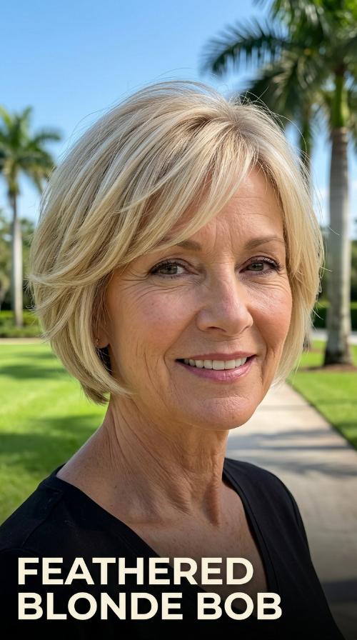 Feathered Blonde Bob