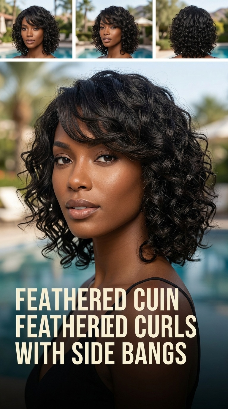 Feathered Curls with Side Bangs