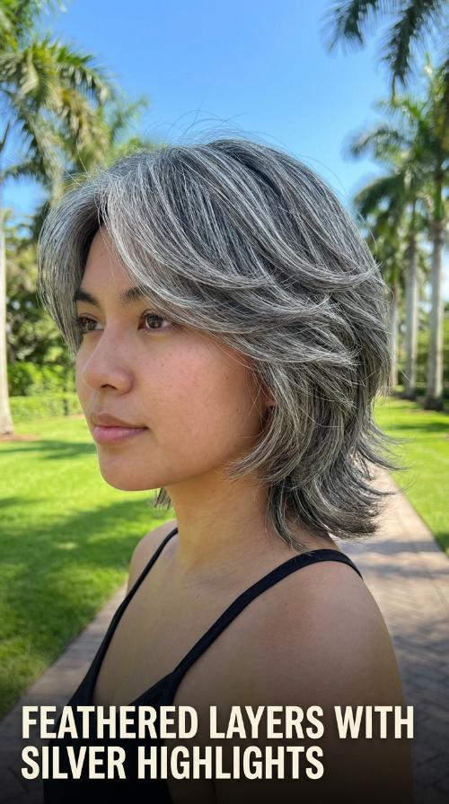Feathered Layers with Silver Highlights