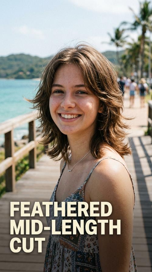 Feathered Mid-Length Cut