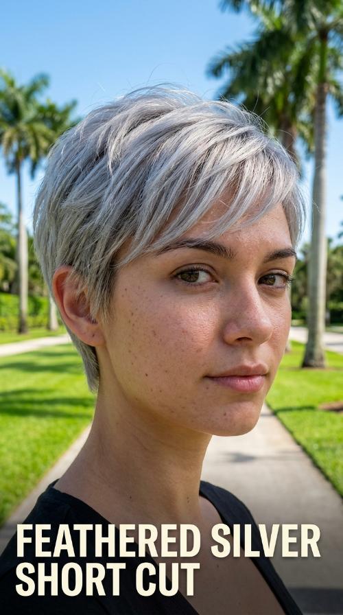 Feathered Silver Short Cut
