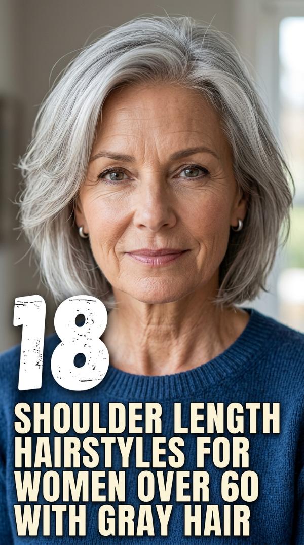18 Shoulder Length Hairstyles for Women Over 60 with Gray Hair