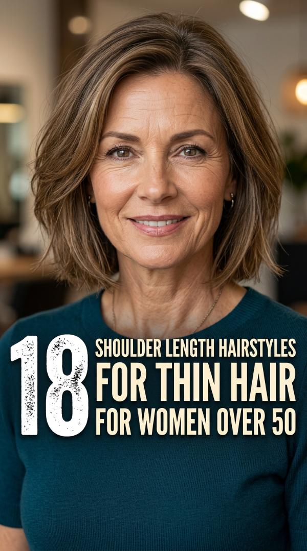 18 Shoulder Length Hairstyles for Thin Hair for Women Over 50