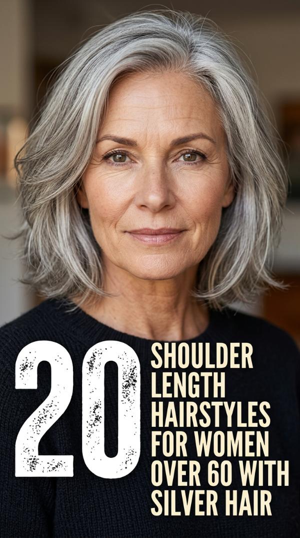 20 Shoulder Length Hairstyles for Women Over 60 with Silver Hair