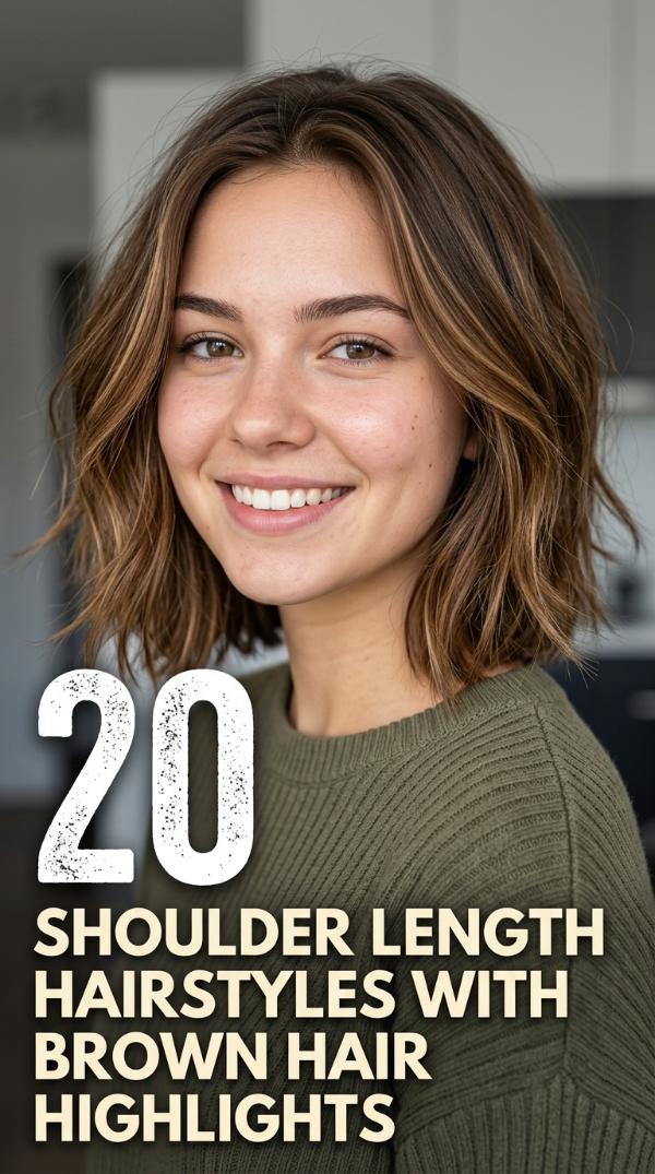 20 Shoulder Length Hairstyles with Brown Hair Highlights