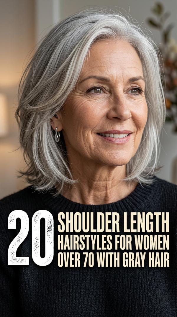 20 Shoulder Length Hairstyles for Women Over 70 with Gray Hair