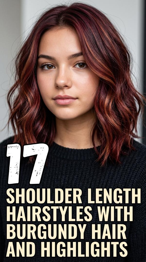 17 Shoulder Length Hairstyles with Burgundy Hair and Highlights