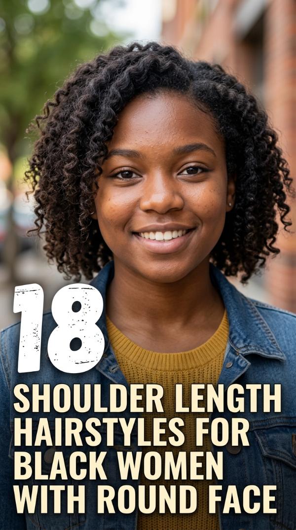 18 Shoulder Length Hairstyles for Black Women with Round Face