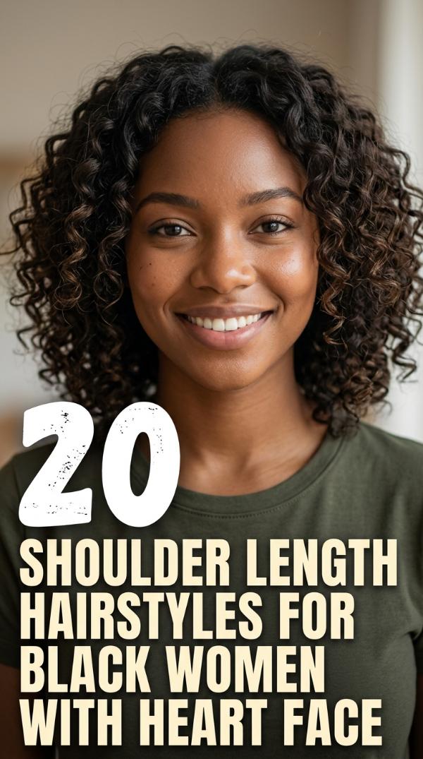 20 Shoulder Length Hairstyles for Black Women with Heart Face