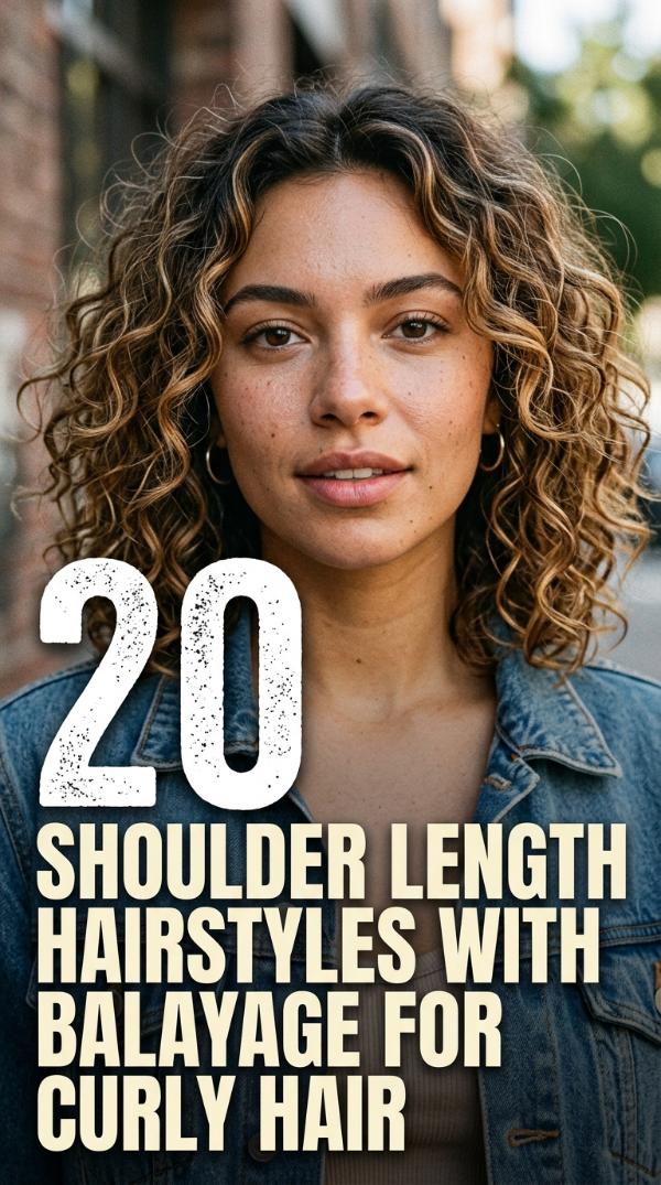 20 Shoulder Length Hairstyles with Balayage for Curly Hair