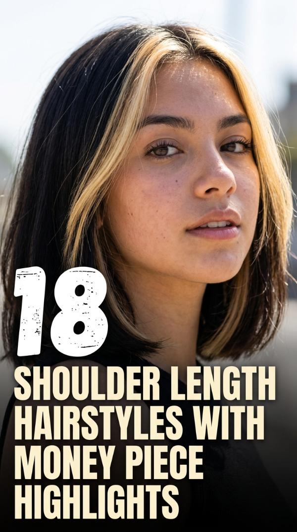 18 Shoulder Length Hairstyles with Money Piece Highlights