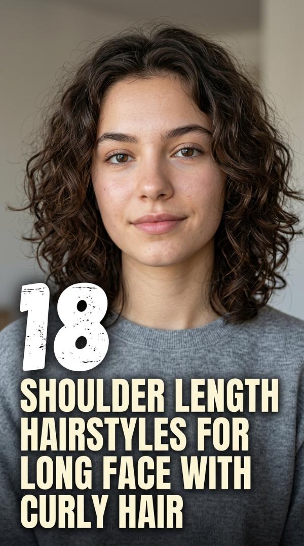 18 Shoulder Length Hairstyles for Long Face with Curly Hair