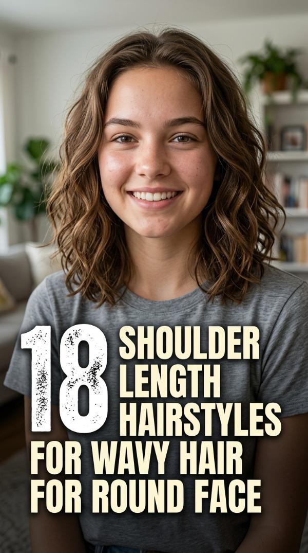18 Shoulder Length Hairstyles for Wavy Hair for Round Face