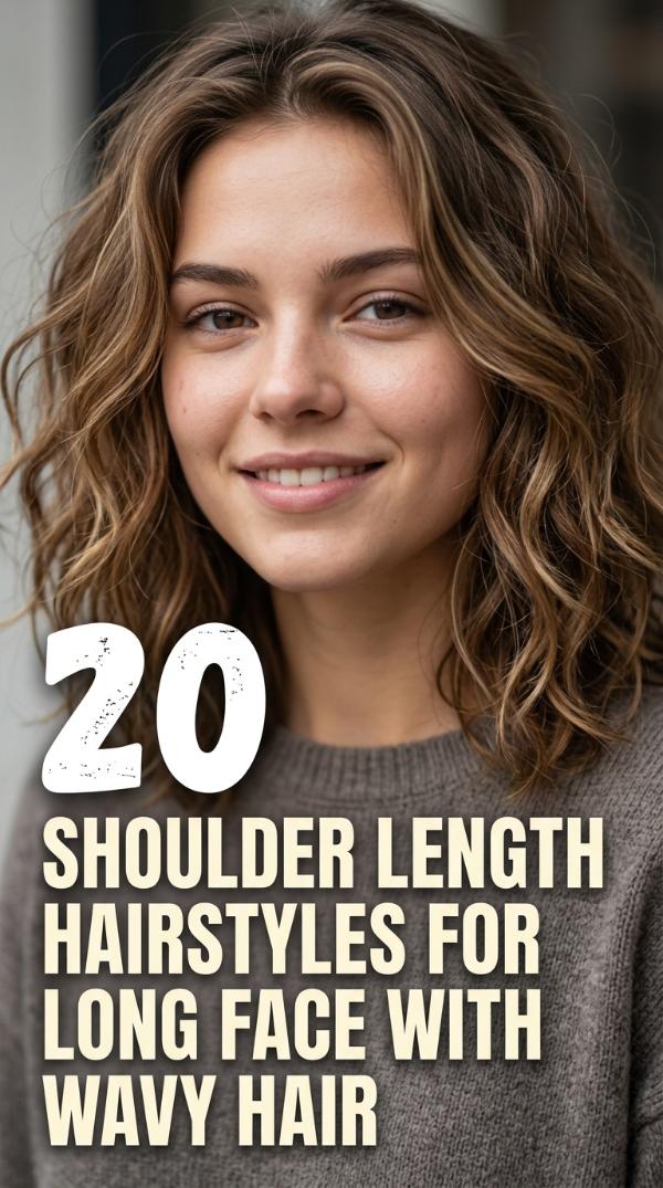 20 Shoulder Length Hairstyles for Long Face with Wavy Hair