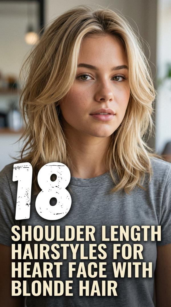 18 Shoulder Length Hairstyles for Heart Face with Blonde Hair