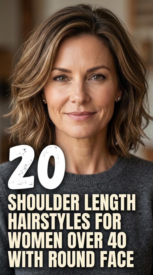 20 Shoulder Length Hairstyles for Women Over 40 with Round Face