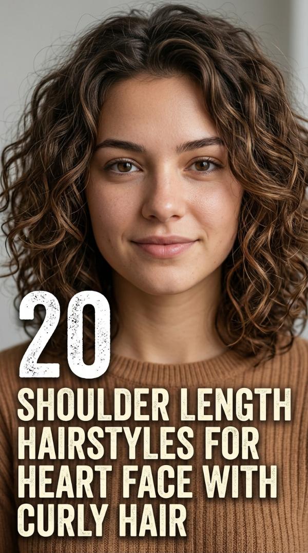 20 Shoulder Length Hairstyles for Heart Face with Curly Hair