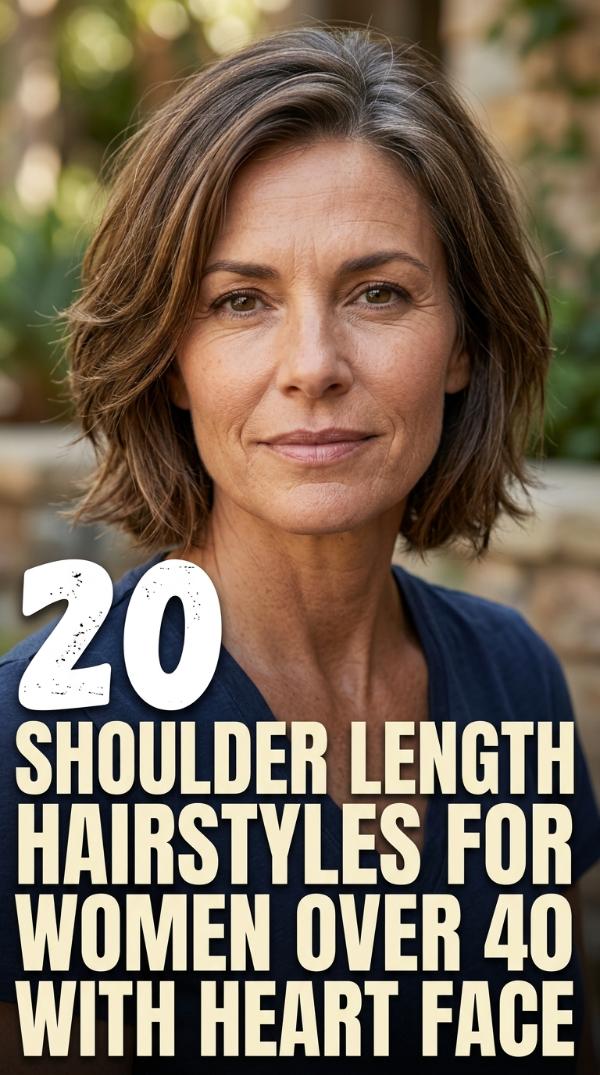 20 Shoulder Length Hairstyles for Women Over 40 with Heart Face
