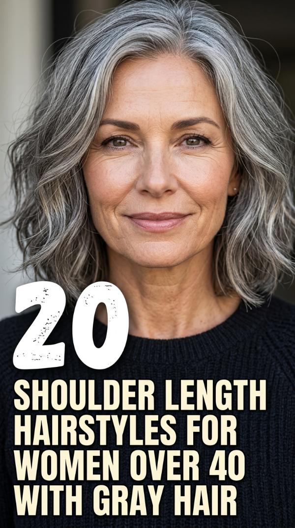 20 Shoulder Length Hairstyles for Women Over 40 with Gray Hair