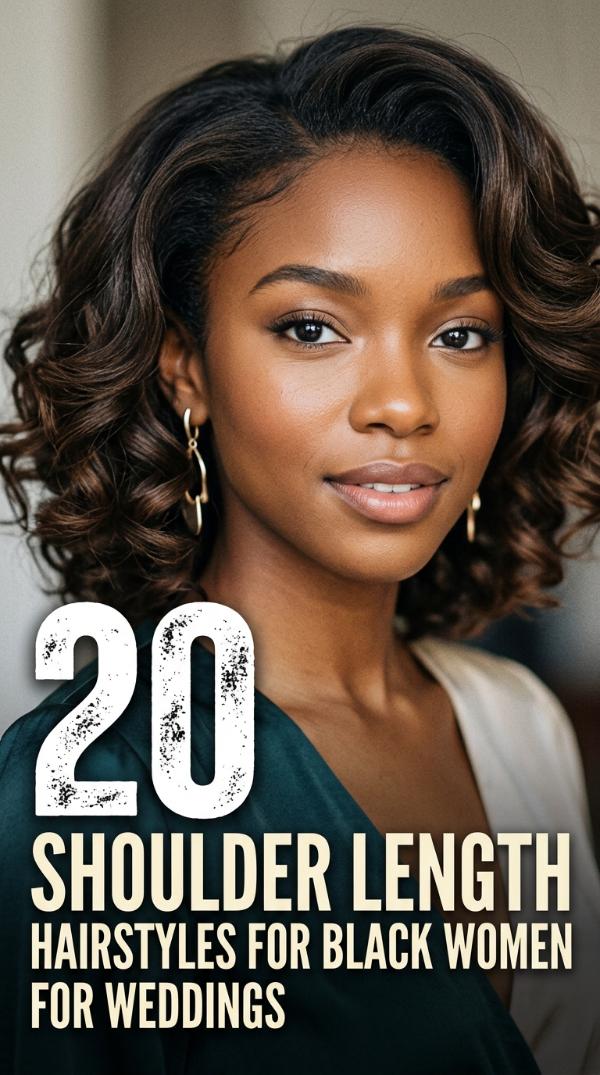 20 Shoulder Length Hairstyles for Black Women for Weddings