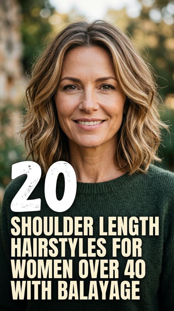 20 Shoulder Length Hairstyles for Women Over 40 with Balayage