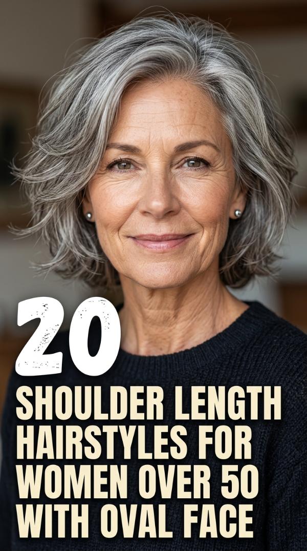 20 Shoulder Length Hairstyles for Women Over 50 with Oval Face