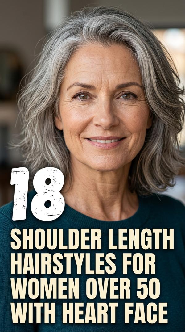 18 Shoulder Length Hairstyles for Women Over 50 with Heart Face