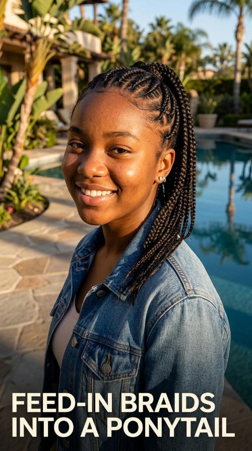 Feed-In Braids into a Ponytail