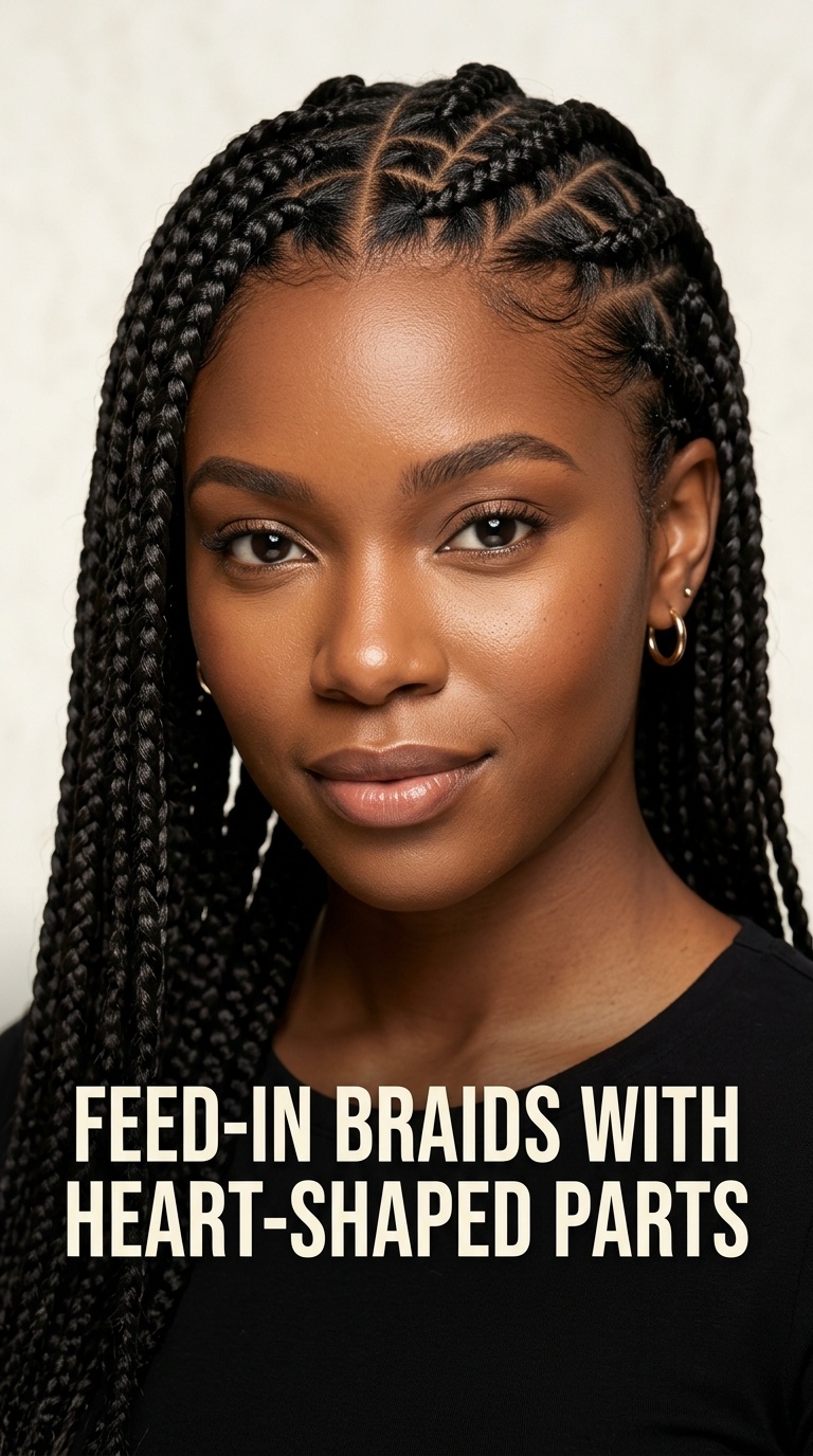 Feed-in Braids with Heart-Shaped Parts